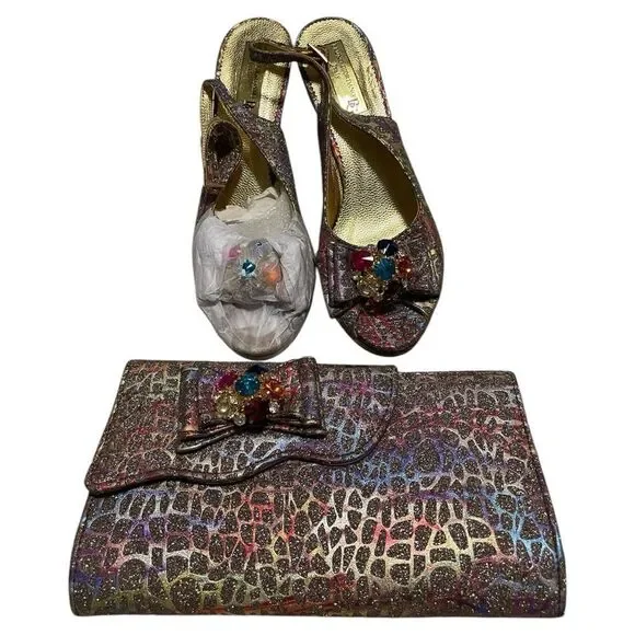 Bruno Giordano Multicolor Designer Women's Bag and Shoe Set. Sz 40 - Picture 10 of 14